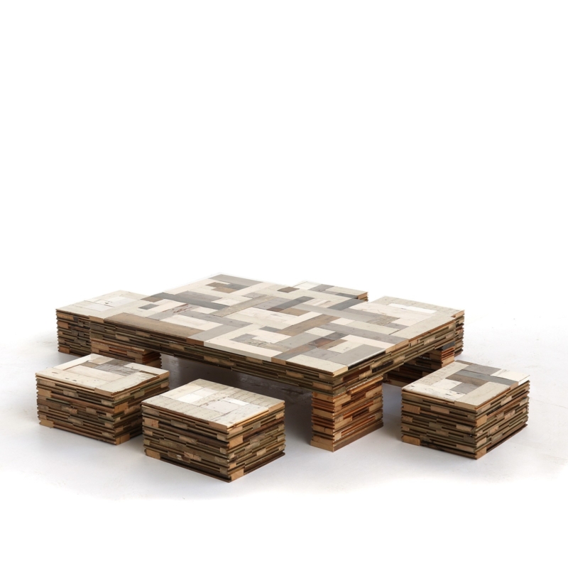 Piet Hein Eek - Waste Scrapwood Coffeecube with Stools