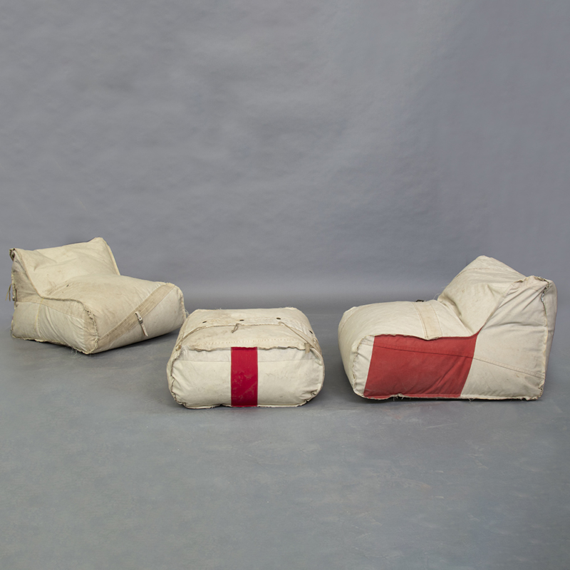 Piet Hein Eek - Bag Chair and Pouf in Red Cross Fabric